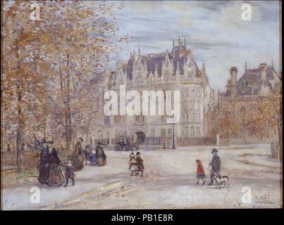 Die Fletcher Mansion, New York City. Artist: Jean-François Raffaëlli (Französisch, Paris 1850-1924 Paris). Abmessungen: 23 3/4 x 32 in. (60,3 x 81,3 cm). Datum: 1899. Museum: Metropolitan Museum of Art, New York, USA. Stockfoto