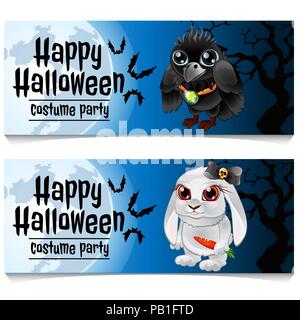 Zwei horizontale Karten auf das Thema der Halloween Urlaub. Vector Illustration. Stock Vektor