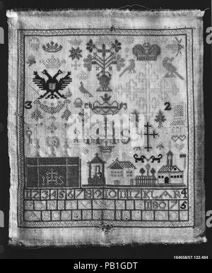 Sampler. Kultur: Deutsch. Abmessungen: H 14 cm x W 12 1/2 Zoll (37,5 x 31,8 cm). Datum: 1807. Museum: Metropolitan Museum of Art, New York, USA. Stockfoto