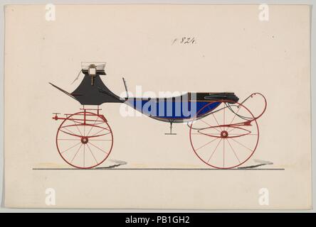 Design für Vis-à-vis/Barouche, nein. 824. Abmessungen: 6 1/16 x 9 1/8 in. (15,4 x 23,2 cm). Hersteller: Brewster & Co (American, New York). Datum: 1850-1870. Brewster & Unternehmen Geschichte Gegründet 1810 von James Brewster (1788-1866) in New Haven, Connecticut, Brewster&Company, bei der Herstellung von feinen Wagen spezialisiert. Der Gründer eröffnet Showroom in New York 1827 am 53-54 Broad Street, und das Unternehmen unter Generationen der Familie Führung blühte. Expansion erforderte bewegt sich rund um Manhattan, mit Namen Änderungen betreffen, die die Schichten von Management - James Brewster & Söhne betr. Stockfoto