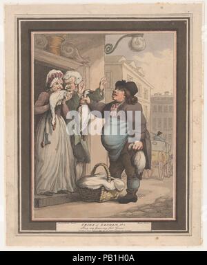 Schreie von London, Nr. 2: Mein kaufen Gans, meine fetten Gans. Artist: Nach Thomas Rowlandson (Briten, London 1757-1827, London); Henri Schaue (Schweizer, Niederweningen, Kanton Zürich Ca. 1760 - nach 1820). Maße: Blatt: 14 1/8 x 11 7/16 in. (35,8 × 29 cm). Herausgeber: R. Ackermann (1794-1829). Serie/Portfolio: Schreie von London. Datum: Januar 1, 1799. Museum: Metropolitan Museum of Art, New York, USA. Stockfoto