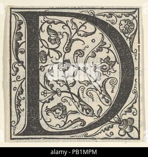 Initial D mit Girlanden. Maße: Blatt: 2 3/8 x 2 3/8 in. (6 × 6 cm). Datum: Mitte des 16. Jahrhunderts. Museum: Metropolitan Museum of Art, New York, USA. Stockfoto