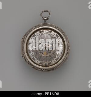 Uhr mit Kette. Kultur: Britische, London. Abmessungen: Durchmesser: 3 1/4 in. (8,3 cm). Schöpfer: Uhrmacher: John Wilter (Briten, aktive 1760-84). Datum: Ca. 1775. Museum: Metropolitan Museum of Art, New York, USA. Stockfoto