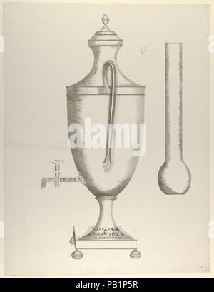 Design für einen Kaffee Urn. Künstler: Anonym, Französisch, 18. Abmessungen: 25 1/8 x 19 11/16 in. (63,8 x 50 cm). Datum: Ca. 1770-90. Diese Arbeit ist Teil einer Sammlung von Zeichnungen für Möbel, Uhren, Kandelaber, etc. für die Dekoration des Chateau de Laeken (außerhalb von Brüssel in der Gegend früher genannt Schoonenberg, jetzt der belgischen Königlichen Palast). Die designs, Herzog Albert von Sachsen-Teschen und der Erzherzogin Marie Christine gesendet wurden, Gouverneure der Belgien von 1780-1790, von Handwerkern in Paris, Wien, und England. Siehe 65.547.18 b für eine Hand-schriftlichen Kostenvoranschlag für eine Reparatur an das Objekt. M Stockfoto