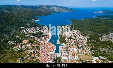 Luftaufnahme von Stari Grad, Hvar, Insel Hvar, Kroatien Stockfoto
