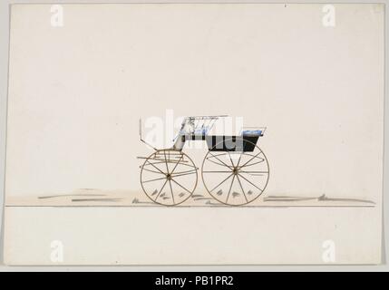 Design für 4 Sitz Phaeton, keine oben (ohne Nummer). Maße: Blatt: 6 1/16 x 8 3/4 in. (15,4 × 22,2 cm). Hersteller: Brewster & Co (American, New York). Datum: 1850-1910. Brewster & Unternehmen Geschichte Gegründet 1810 von James Brewster (1788-1866) in New Haven, Connecticut, Brewster&Company, bei der Herstellung von feinen Wagen spezialisiert. Der Gründer eröffnet Showroom in New York 1827 am 53-54 Broad Street, und das Unternehmen unter Generationen der Familie Führung blühte. Expansion erforderte bewegt sich rund um Manhattan, mit Namen Änderungen betreffen, die die Schichten von Management - James Brewst Stockfoto