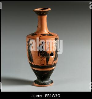 Lekythos. Kultur: Griechisch, Dachboden. Abmessungen: H.4 7/16 in. (11,2 cm). Datum: 4. Jahrhundert v. Chr.. Museum: Metropolitan Museum of Art, New York, USA. Stockfoto