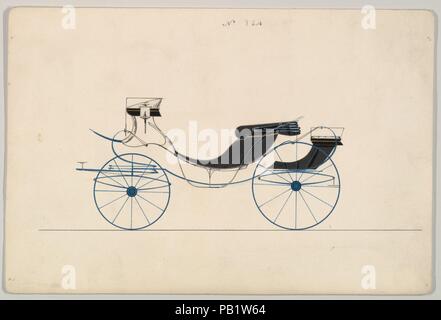 Design für acht Feder Victoria, nein. 864. Maße: Blatt: 6 x 8 15/16 in. (15,2 x 22,7 cm). Hersteller: Brewster & Co (American, New York). Datum: 1850-74. Brewster & Unternehmen Geschichte Gegründet 1810 von James Brewster (1788-1866) in New Haven, Connecticut, Brewster&Company, bei der Herstellung von feinen Wagen spezialisiert. Der Gründer eröffnet Showroom in New York 1827 am 53-54 Broad Street, und das Unternehmen unter Generationen der Familie Führung blühte. Expansion erforderte bewegt sich rund um Manhattan, mit Namen Änderungen betreffen, die die Schichten von Management - James Brewster & Söhne Stockfoto