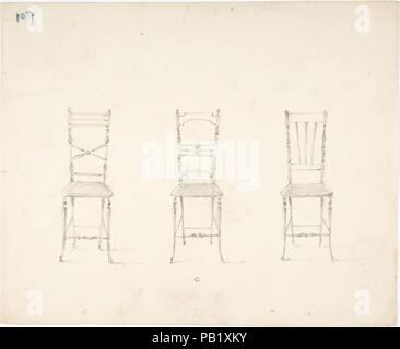 Design für drei schmalen Stühlen. Artist: Anonyme, Briten, 19. Maße: Blatt: 7 3/16 x 8 7/8 in. (18,3 x 22,5 cm). Datum: Anfang des 19. Jahrhunderts. Museum: Metropolitan Museum of Art, New York, USA. Stockfoto