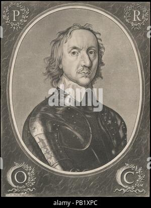 Oliver Cromwell. Artist: Jan van de Velde IV (Niederländisch, Utrecht, bevor 1610-1686 Haarlem); nach Robert Walker (Briten, 1595/1610?-? 1659). Maße: Blatt: 16 x 12 in. (40,6 x 30,5 cm). Datum: nach 1653. Nicht lange, nachdem Cromwells Puritan Minderheit überholte den Thron von England, die "Lord Protector 'selbst steely dargestellt wurde - gemustert und in der Rüstung gekleidet. Sein Kostüm gut der Führer eines fanatischen Armee und ein standhafter Verteidiger des Kolonialbesitzes geeignet. Das Porträt ist eine der frühesten bekannten Radierungen mit Aquatinta, modelliert werden. Museum: Metropolitan Museum of Art, New York, USA. Stockfoto