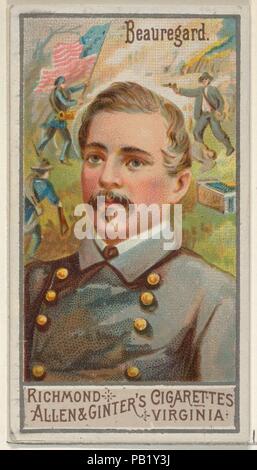 Pierre Gustave Toutant Beauregard, aus dem großen Feldherren-Serie (N15) für Allen & Ginter Zigaretten Marken. Maße: Blatt: 2 3/4 x 1 1/2 in. (7 x 3,8 cm). Lithograph: George S. Harris & Söhne (Amerikanische, Philadelphia). Herausgeber: Allen&Ginter (Amerikanische, Richmond, Virginia). Datum: 1888. Handel Karten aus dem 'großen Generäle'-Reihe (N15), im Jahre 1888 in einer Reihe von 50 ausgestellten Karten Allen&Ginter Marke Zigaretten zu fördern. Museum: Metropolitan Museum of Art, New York, USA. Stockfoto