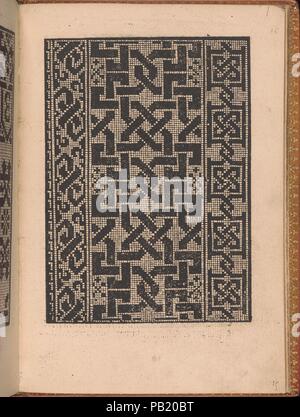 Convivio delle Belle Donne, Seite 15 (recto). Designer: Holzschnitt Grenze auf Titel unterzeichnet von Matteo da Treviso (Italienisch, Aktiv 16. Jahrhundert). Maße: Gesamt: 7 7/8 x 5 1/2 in. (20 x 14 cm). Erschienen in: Venedig. Herausgeber: Nicolò Zoppino (Italienisch, Ferrara 1478/80-1544 Venedig), Venedig. Datum: August 1532. Von Nicolo Zoppino, Italienisch, Aktive aus dem 16. Jahrhundert, Venedig, entworfen von Matteo da Treviso, Italienisch, Aktiv 16. Jahrhundert veröffentlicht. Von oben nach unten und von links nach rechts: Design aus 3 senkrechten Spalten. Linke Spalte ist mit einer Abbildung-8 Muster eingerichtet. Mittlere Spalte ist verziert mit einem Stockfoto