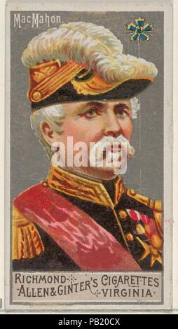 MacMahon, aus dem großen Feldherren-Serie (N15) für Allen & Ginter Zigaretten Marken. Maße: Blatt: 2 3/4 x 1 1/2 in. (7 x 3,8 cm). Lithograph: George S. Harris & Söhne (Amerikanische, Philadelphia). Herausgeber: Allen&Ginter (Amerikanische, Richmond, Virginia). Datum: 1888. Handel Karten aus dem 'großen Generäle'-Reihe (N15), im Jahre 1888 in einer Reihe von 50 ausgestellten Karten Allen&Ginter Marke Zigaretten zu fördern. Museum: Metropolitan Museum of Art, New York, USA. Stockfoto