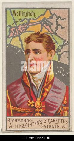 Arthur Wellesley, 1. Herzog von Wellington, von der großen Feldherren-Serie (N15) für Allen & Ginter Zigaretten Marken. Maße: Blatt: 2 3/4 x 1 1/2 in. (7 x 3,8 cm). Lithograph: George S. Harris & Söhne (Amerikanische, Philadelphia). Herausgeber: Allen&Ginter (Amerikanische, Richmond, Virginia). Datum: 1888. Handel Karten aus dem 'großen Generäle'-Reihe (N15), im Jahre 1888 in einer Reihe von 50 ausgestellten Karten Allen&Ginter Marke Zigaretten zu fördern. Museum: Metropolitan Museum of Art, New York, USA. Stockfoto