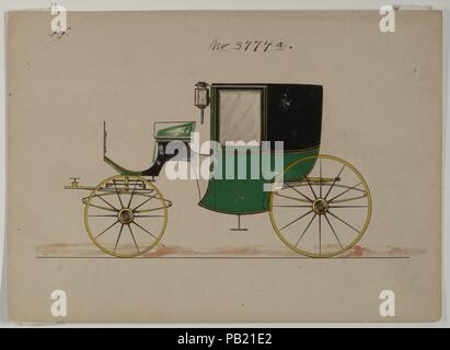 Design für Brougham, nein. 3774 ein. Artist: Herman Stahmer (American, 1857-1894). Maße: Blatt: 6 3/8 x 8 15/16 in. (16,2 x 22,7 cm). Hersteller: Brewster & Co (American, New York). Datum: 1882. Brewster & Unternehmen Geschichte Gegründet 1810 von James Brewster (1788-1866) in New Haven, Connecticut, Brewster&Company, bei der Herstellung von feinen Wagen spezialisiert. Der Gründer eröffnet Showroom in New York 1827 am 53-54 Broad Street, und das Unternehmen unter Generationen der Familie Führung blühte. Expansion erforderte bewegt sich rund um Manhattan, mit Namen Änderungen betreffen, die die Schichten Stockfoto