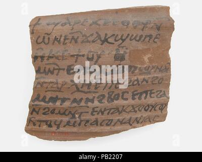 Ostrakon mit einem Buchstaben. Kultur: Koptischen. Abmessungen: 3 15/16 x 3 1/4 in. (10 x 8,2 cm). Datum: 600. Museum: Metropolitan Museum of Art, New York, USA. Stockfoto