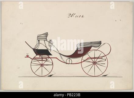 Design für acht Feder Victoria, nein. 1104. Maße: Blatt: 6 1/16 x 9 in. (15,4 x 22,9 cm). Hersteller: Brewster & Co (American, New York). Datum: 1850-74. Brewster & Unternehmen Geschichte Gegründet 1810 von James Brewster (1788-1866) in New Haven, Connecticut, Brewster&Company, bei der Herstellung von feinen Wagen spezialisiert. Der Gründer eröffnet Showroom in New York 1827 am 53-54 Broad Street, und das Unternehmen unter Generationen der Familie Führung blühte. Expansion erforderte bewegt sich rund um Manhattan, mit Namen Änderungen betreffen, die die Schichten von Management - James Brewster & Söhne Stockfoto