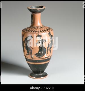 Lekythos. Kultur: Griechisch, Dachboden. Abmessungen: 7 5/16 in. (18,6 cm). Termin: Anfang 5. Jahrhundert v. Chr.. Museum: Metropolitan Museum of Art, New York, USA. Stockfoto