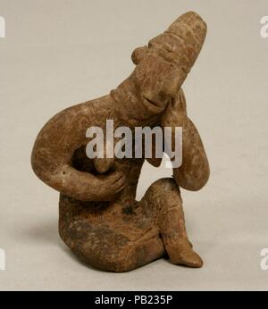 Weibliche Figur. Kultur: Colima. Abmessungen: H.2 3/4 x W 2 x D 1 5/8 in. (7 x 5,1 x 4,1 cm). Datum: 2.Jahrhundert v. Chr. - A.D. 3. Jahrhundert. Museum: Metropolitan Museum of Art, New York, USA. Stockfoto