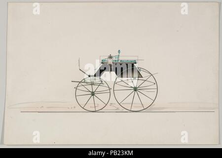 Design für 4 Sitz Phaeton, keine oben (ohne Nummer). Maße: Blatt: 6 1/16 x 9 1/16-in. (15,4 x 23 cm). Hersteller: Brewster & Co (American, New York). Datum: 1850-1870. Brewster & Unternehmen Geschichte Gegründet 1810 von James Brewster (1788-1866) in New Haven, Connecticut, Brewster&Company, bei der Herstellung von feinen Wagen spezialisiert. Der Gründer eröffnet Showroom in New York 1827 am 53-54 Broad Street, und das Unternehmen unter Generationen der Familie Führung blühte. Expansion erforderte bewegt sich rund um Manhattan, mit Namen Änderungen betreffen, die die Schichten von Management - James Brewster Stockfoto