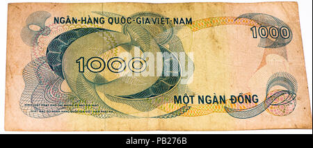 1000 dong Bank Note von South Vietnam. Dong ist der nationalen Währung von Vietnam Stockfoto