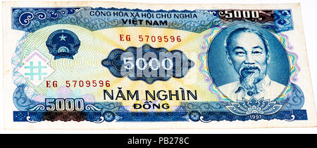 VELIKIE LUKI, Russland - Juli 30, 2015: 5000 dong Bank Note von Vietnam. Dong ist der nationalen Währung von Vietnam Stockfoto