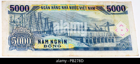 VELIKIE LUKI, Russland - Juli 30, 2015: 5000 dong Bank Note von Vietnam. Dong ist der nationalen Währung von Vietnam Stockfoto