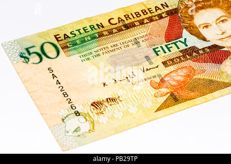 50 Eastern Caribbean Dollar Bank Note. Stockfoto