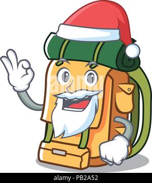 Santa Rucksack Maskottchen Cartoon Stil Stock Vektor