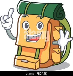 Finger Rucksack Maskottchen Cartoon Stil Stock Vektor