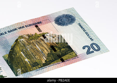 20 Suriname Dollar Bank Note. Suriname Dollar ist die Landeswährung von Suriname Stockfoto