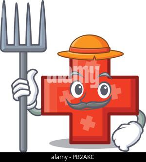 Farmer Kreuz Charakter Cartoon Stil Stock Vektor