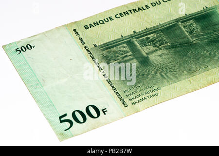 500 kongolesischen Franken Bank Note des Kongo. Congoles Franken ist die nationale Währung der Republik Kongo Stockfoto