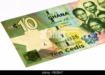 10 Ghana Cedi Bank Note. Ghana Cedi ist die nationale Währung der Ghana Stockfoto