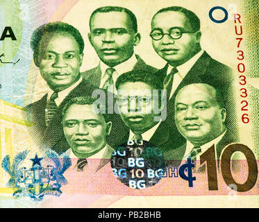 10 Ghana Cedi Bank Note. Ghana Cedi ist die nationale Währung der Ghana Stockfoto