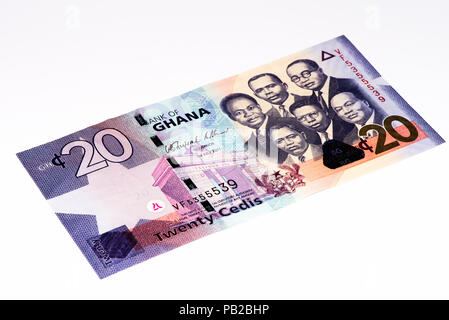 20 Ghana Cedi Bank Note. Ghana Cedi ist die nationale Währung der Ghana Stockfoto