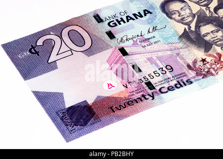 20 Ghana Cedi Bank Note. Ghana Cedi ist die nationale Währung der Ghana Stockfoto