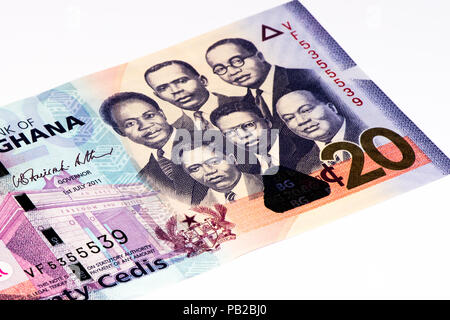 20 Ghana Cedi Bank Note. Ghana Cedi ist die nationale Währung der Ghana Stockfoto