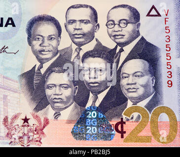 20 Ghana Cedi Bank Note. Ghana Cedi ist die nationale Währung der Ghana Stockfoto