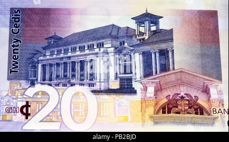 20 Ghana Cedi Bank Note. Ghana Cedi ist die nationale Währung der Ghana Stockfoto