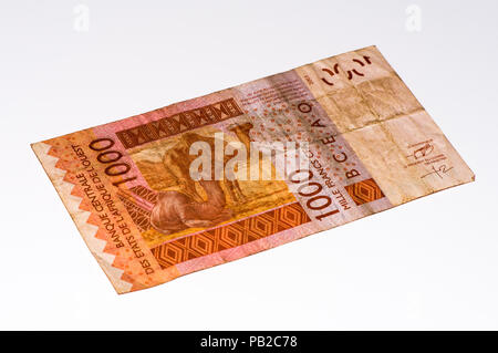 1000 CFA franc bank note. CFA franc is used in 14 African countries. Stockfoto
