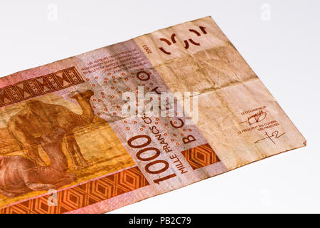 1000 CFA franc bank note. CFA franc is used in 14 African countries. Stockfoto