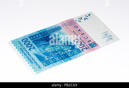2000 CFA-Franc Bank Note. CFA-Franc ist in 14 afrikanischen Ländern verwendet. Stockfoto