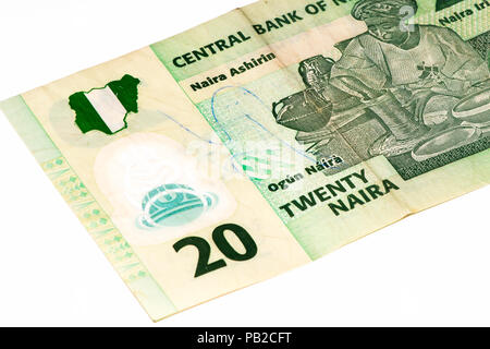 20 nigerianischen naira Bank Note. Nigerianischen naira ist die wichtigste Währung von Nigeria Stockfoto