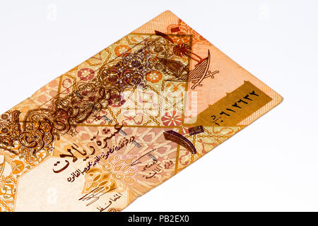 10 Qatari rial Bank Note. Riyal ist die nationale Währung in Katar. Stockfoto