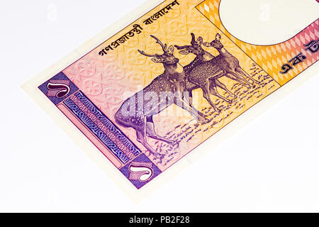 1 Taka Bank Note. Taka ist die nationale Währung von Bangladesch Stockfoto