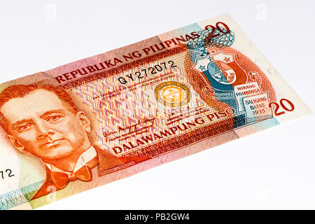 20 Pesos bank Kenntnis von den Philippinen. Pesos ist die nationale Währung der Philippinen Stockfoto