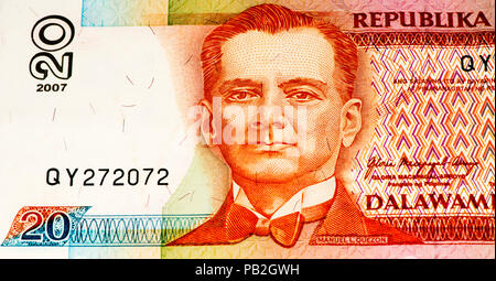 20 Pesos bank Kenntnis von den Philippinen. Pesos ist die nationale Währung der Philippinen Stockfoto