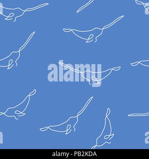 Narwhal Tier Muster Nahtlose. Vector Illustration. Blauen Hintergrund. Stock Vektor