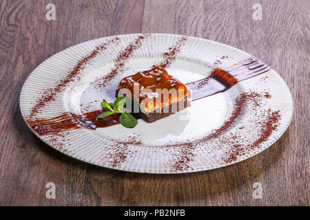 Caramel Brownie Kuchen Karamell Stockfoto